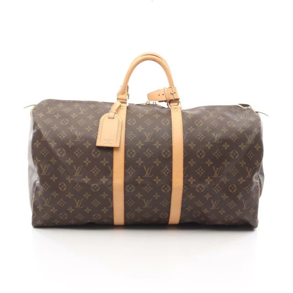 Louis Vuitton Keepall Monogram Boston Bag Canvas Leather Brown